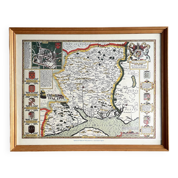 Hantshire Described and Devided, Reproduction of Map of County Hampshire by John Speed (1552-1629)