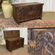 18th-century oak chest with Gothic decoration