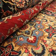 Tapis persan traditionnel fait à la main d’Ispahan en laine rouge vintage - 295x411cm