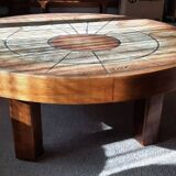 Table basse ovale céramique bois