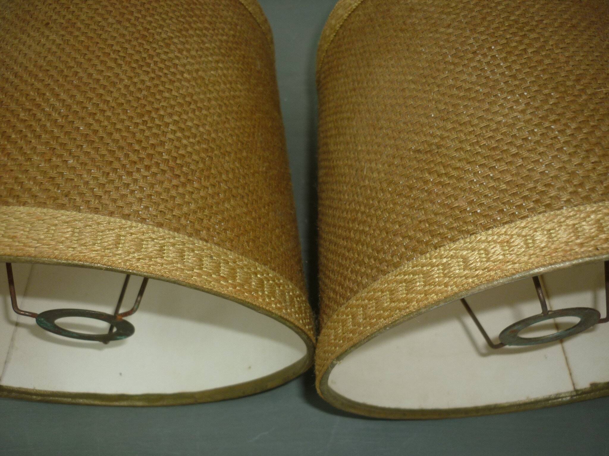 Paire d'abat-jour en jute beige foncé