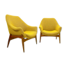 Mid-Century Pair of Yellow Armchairs