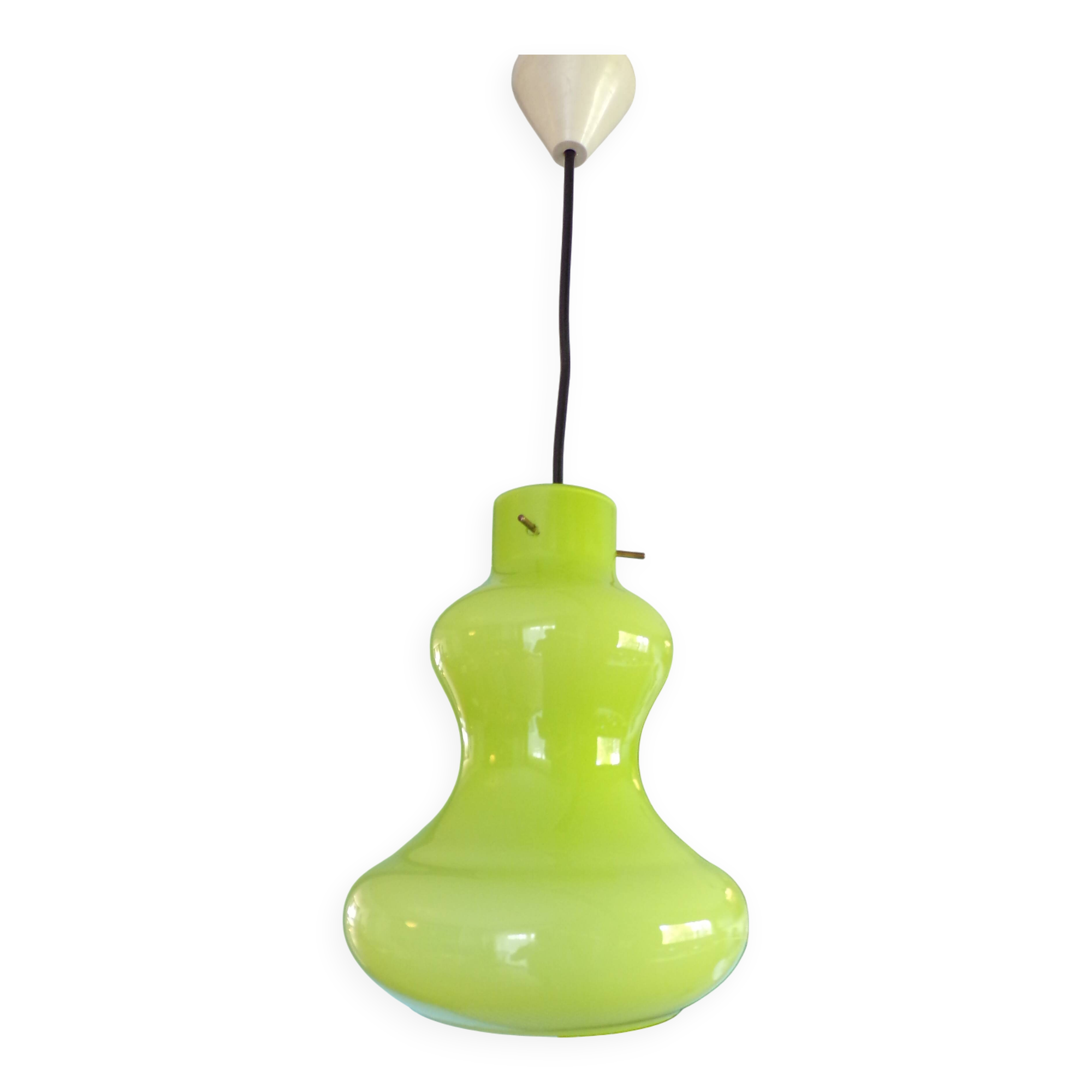 1970 Targetti Sankey pendant light in green opaline