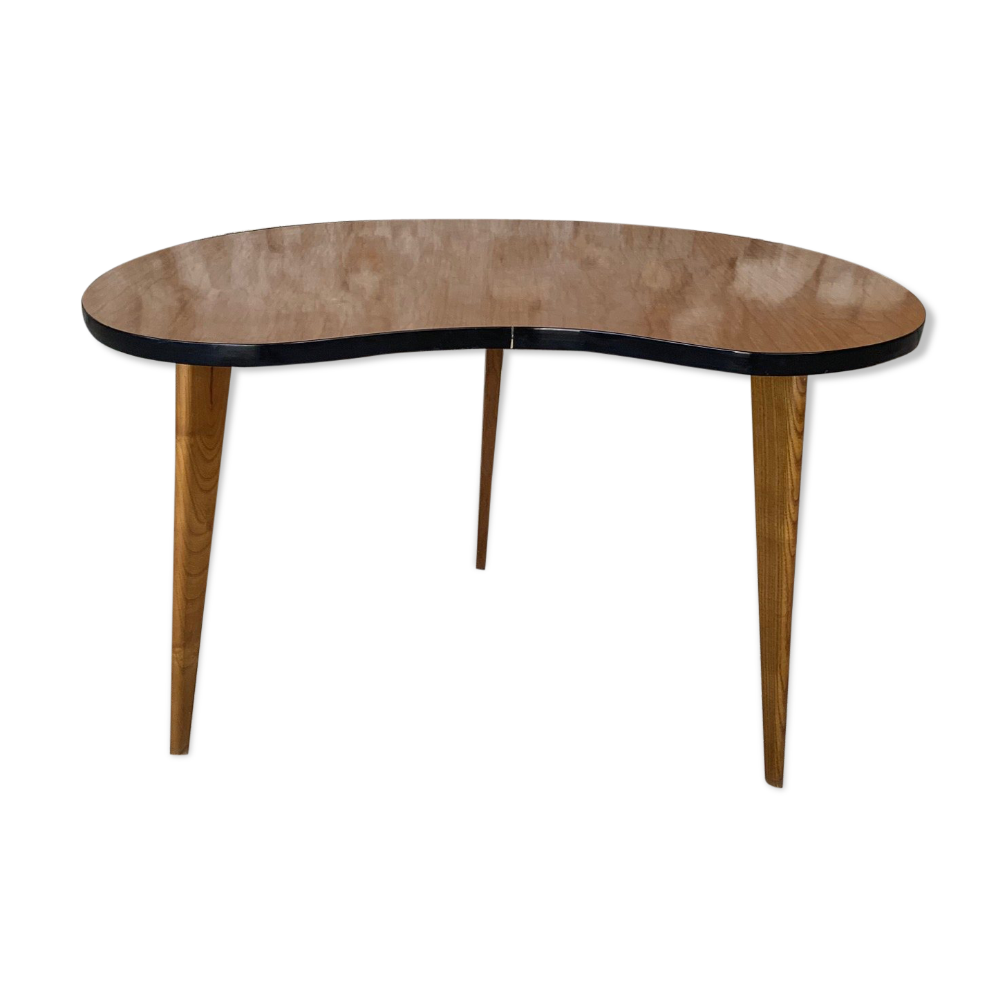 Coffe table vintage bean-shaped in formica, tripod foot, circa 1960s