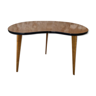 Coffe table vintage bean-shaped in formica, tripod foot, circa 1960s