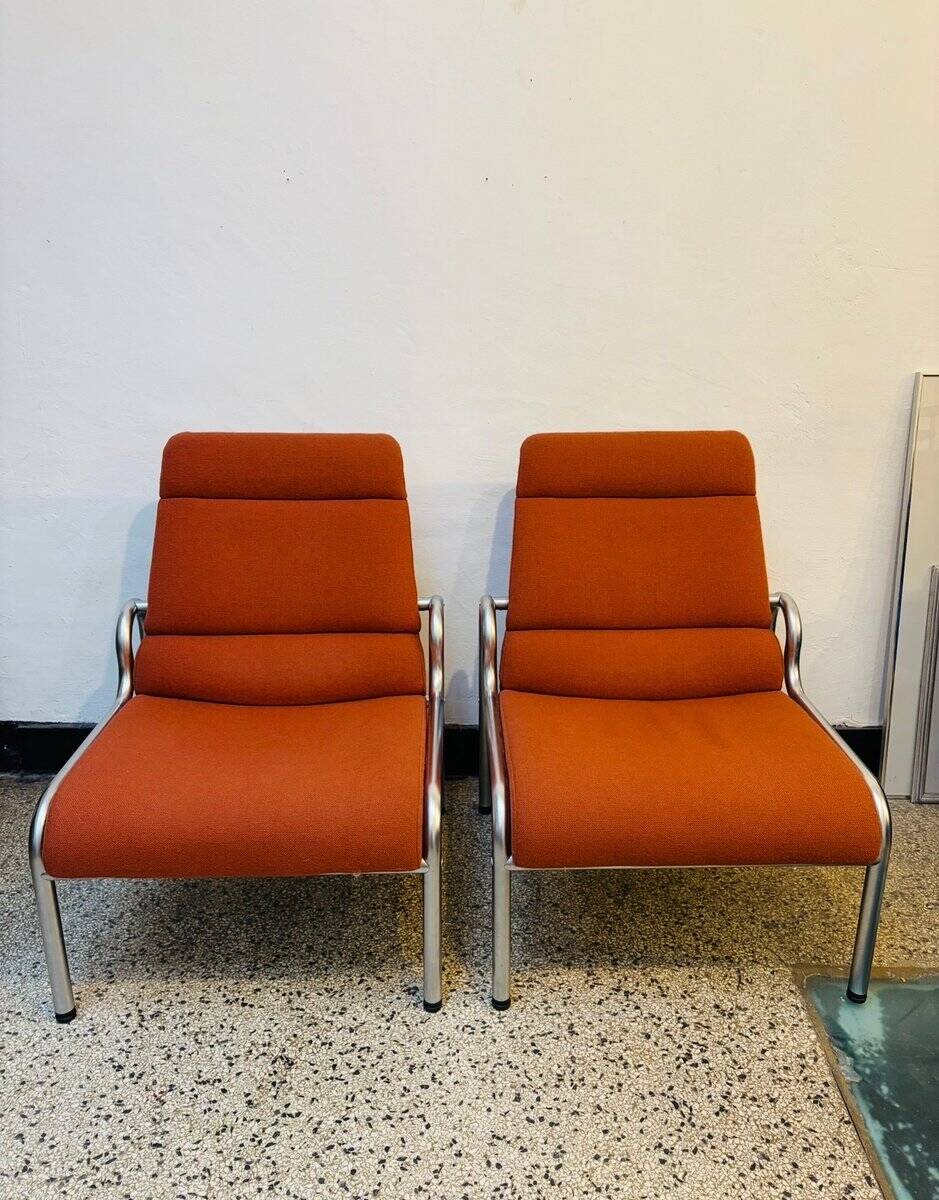 Chaises longues en métal et laine par Martin Stoll, années 1980, ensemble de 2