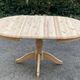 Extendable round dining table with central leg renovated in raw solid wood 105cm