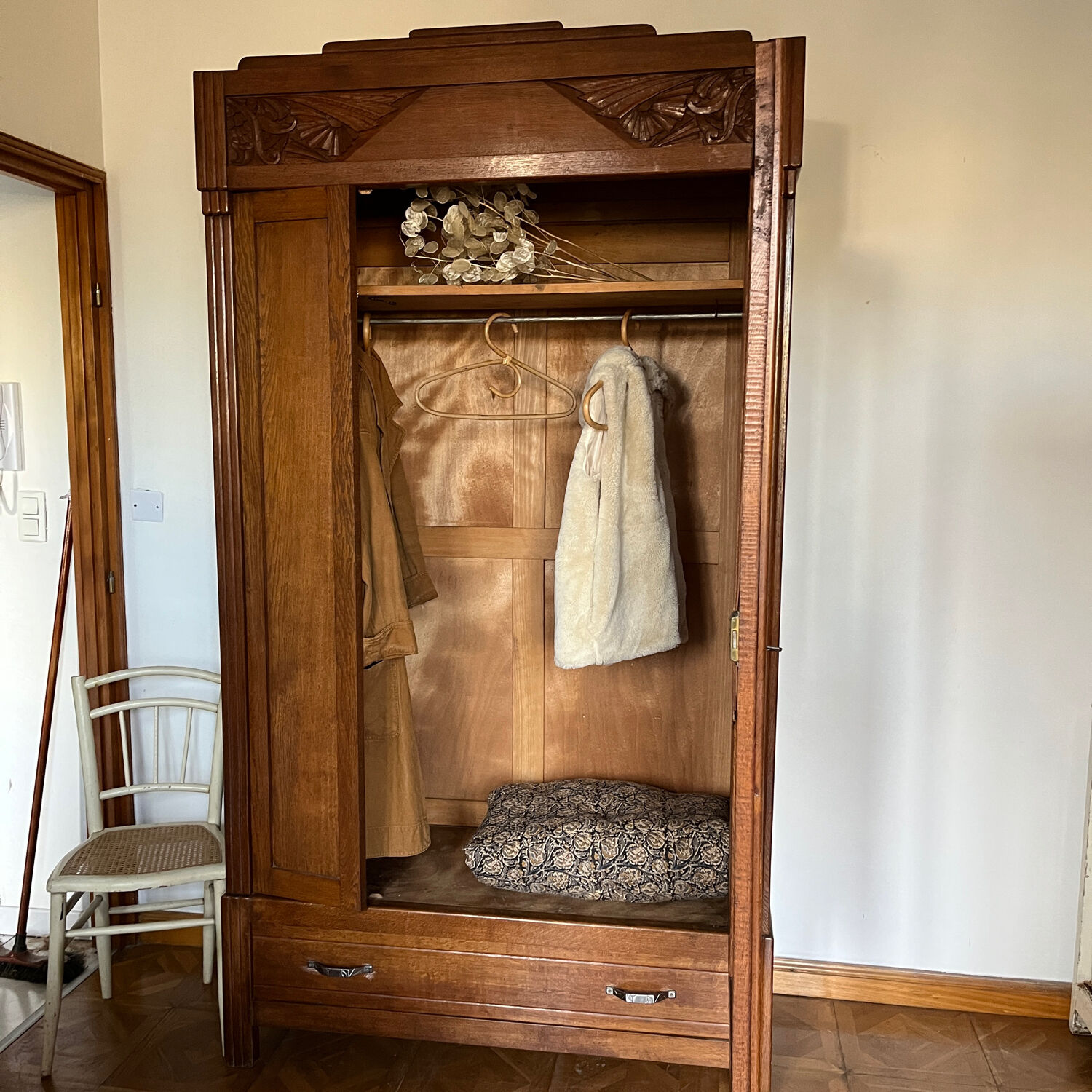Art deco cabinet raw wood