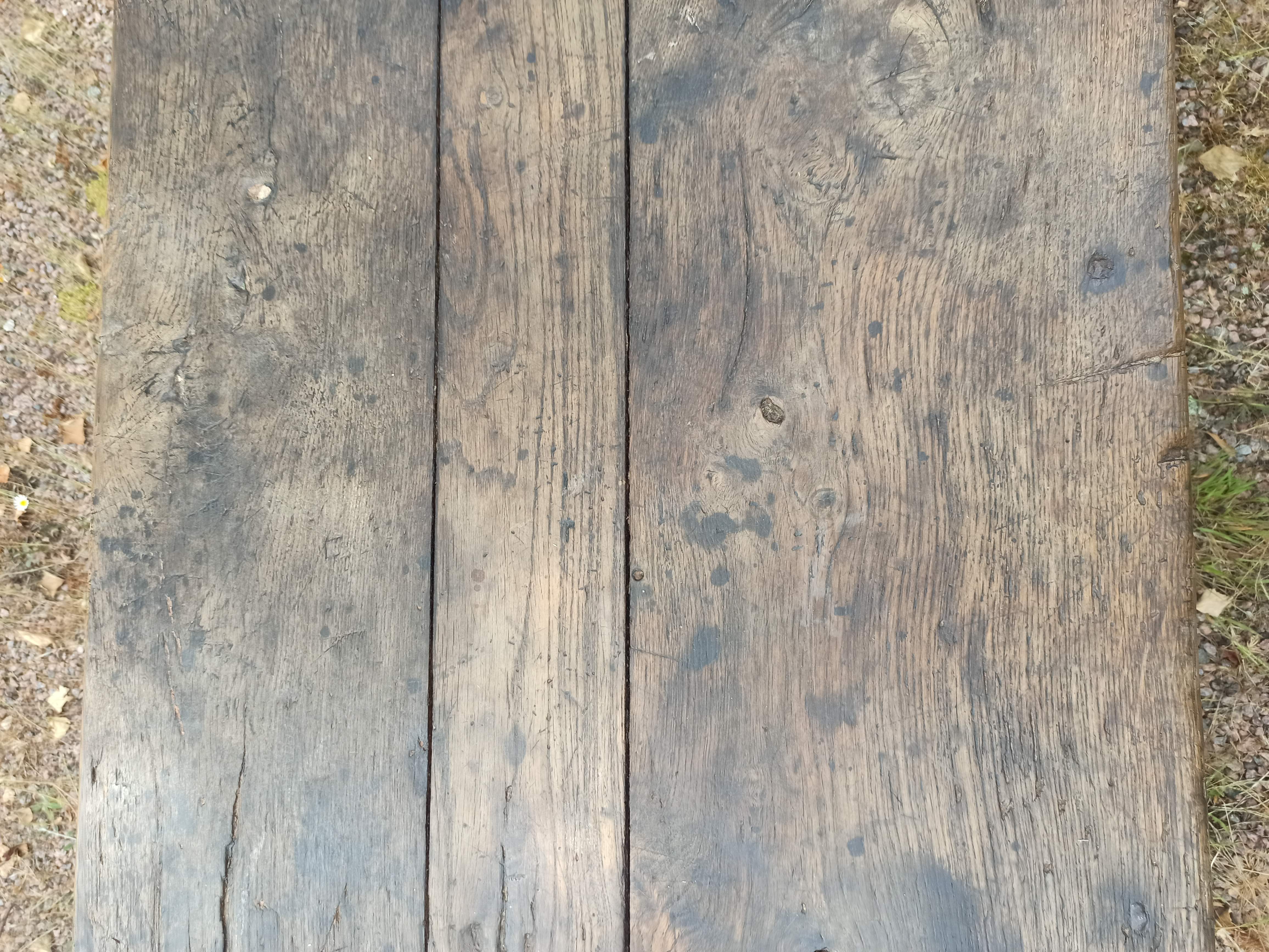 Rustic solid oak coffee table farmhouse initials J C