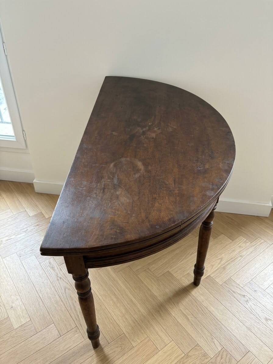 Table ronde convertible demi-lune en bois massif