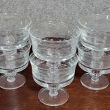 6 engraved crystal fruit salad bowls from the Napoleon III period