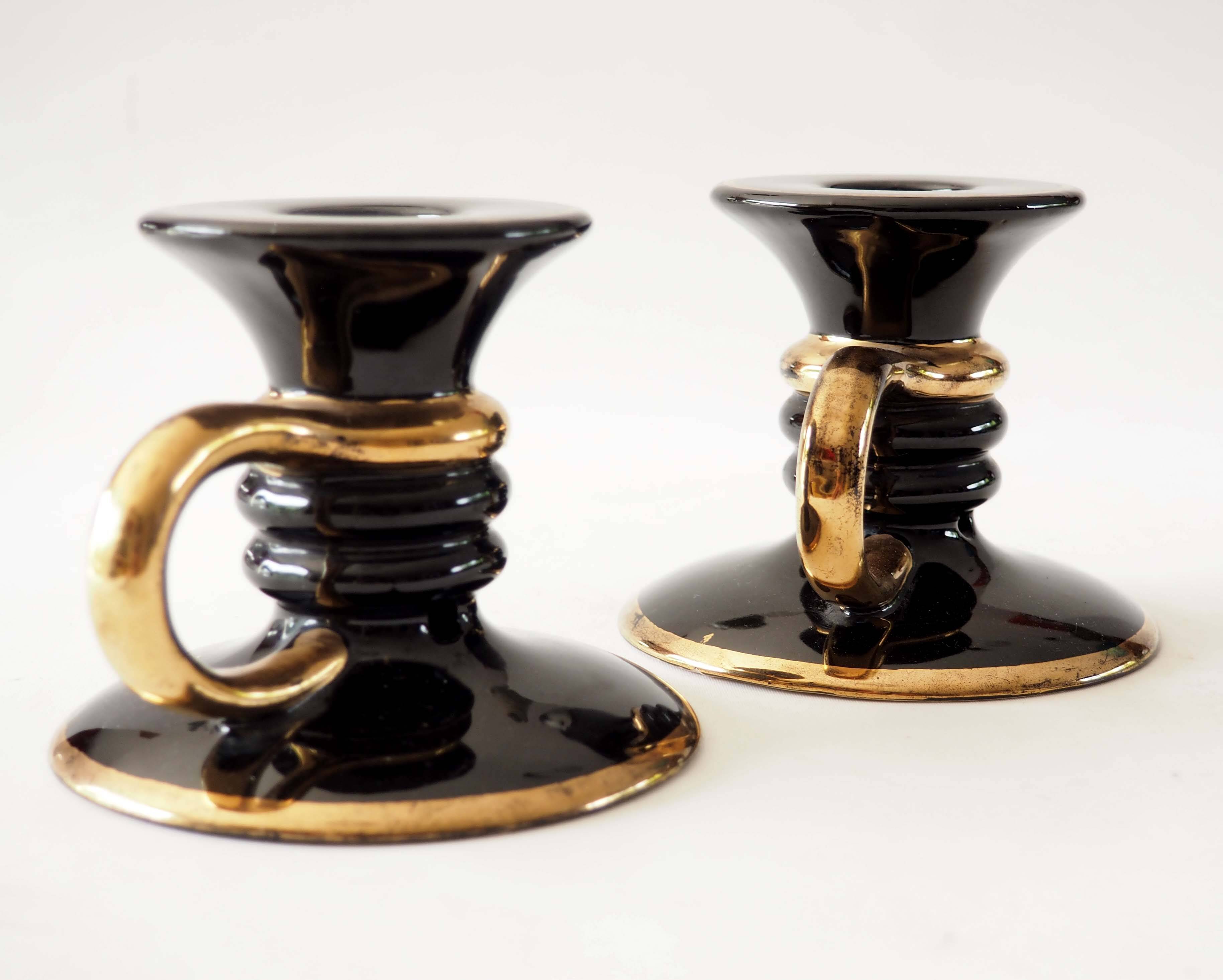 Pair of ceramic candlesticks from the 1950s