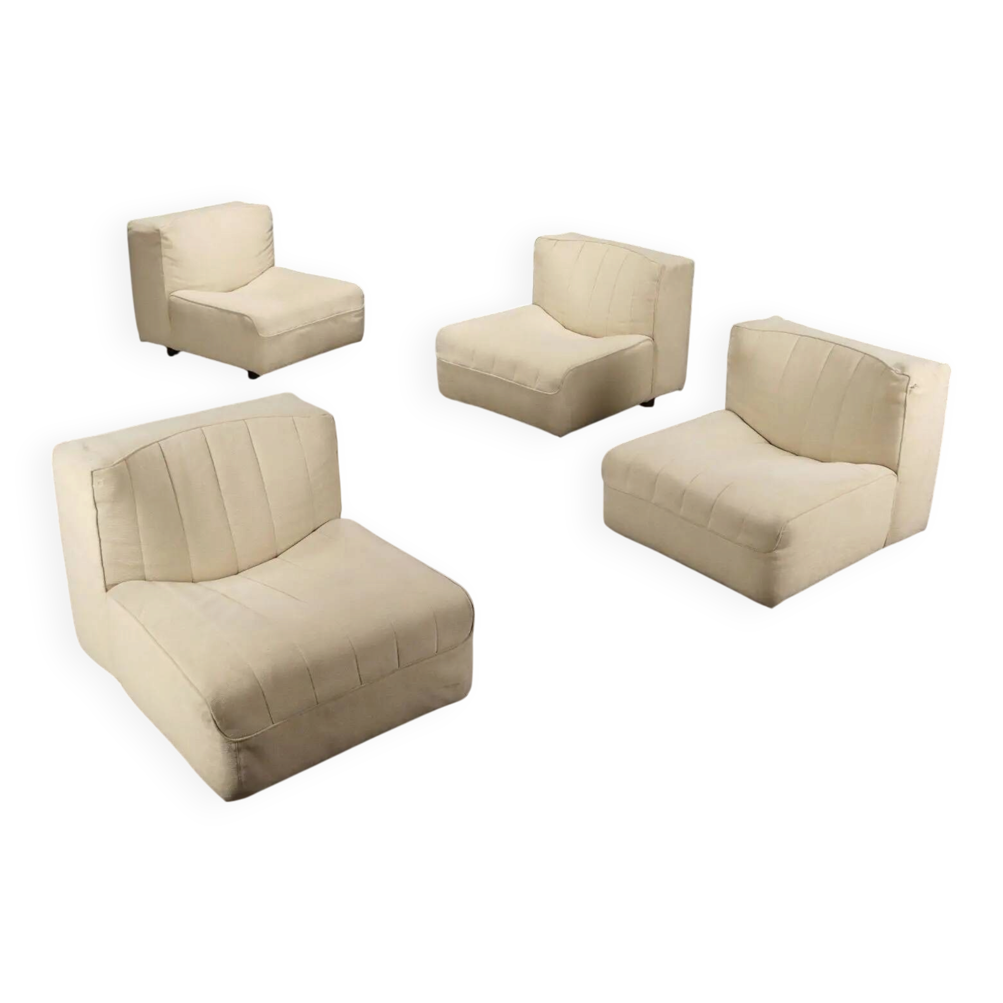 Lot de 4 fauteuils Arflex 9000 vintage en tissu, design Tito Agnoli, années 1970
