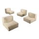 Lot de 4 fauteuils Arflex 9000 vintage en tissu, design Tito Agnoli, années 1970