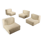 Lot de 4 fauteuils Arflex 9000 vintage en tissu, design Tito Agnoli, années 1970
