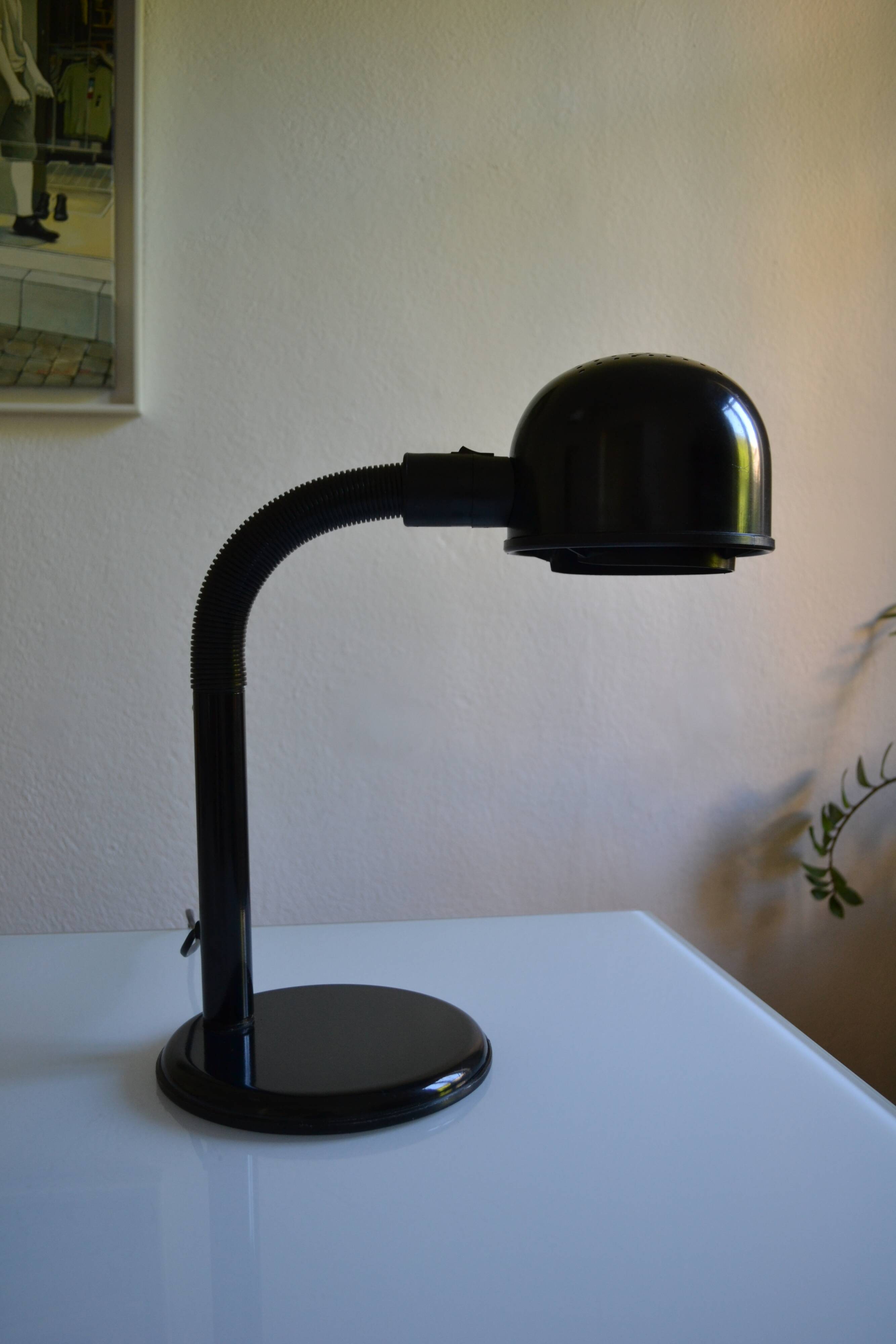 Black goose neck desk lamp ALDA 1980 Swedish Mid-Century