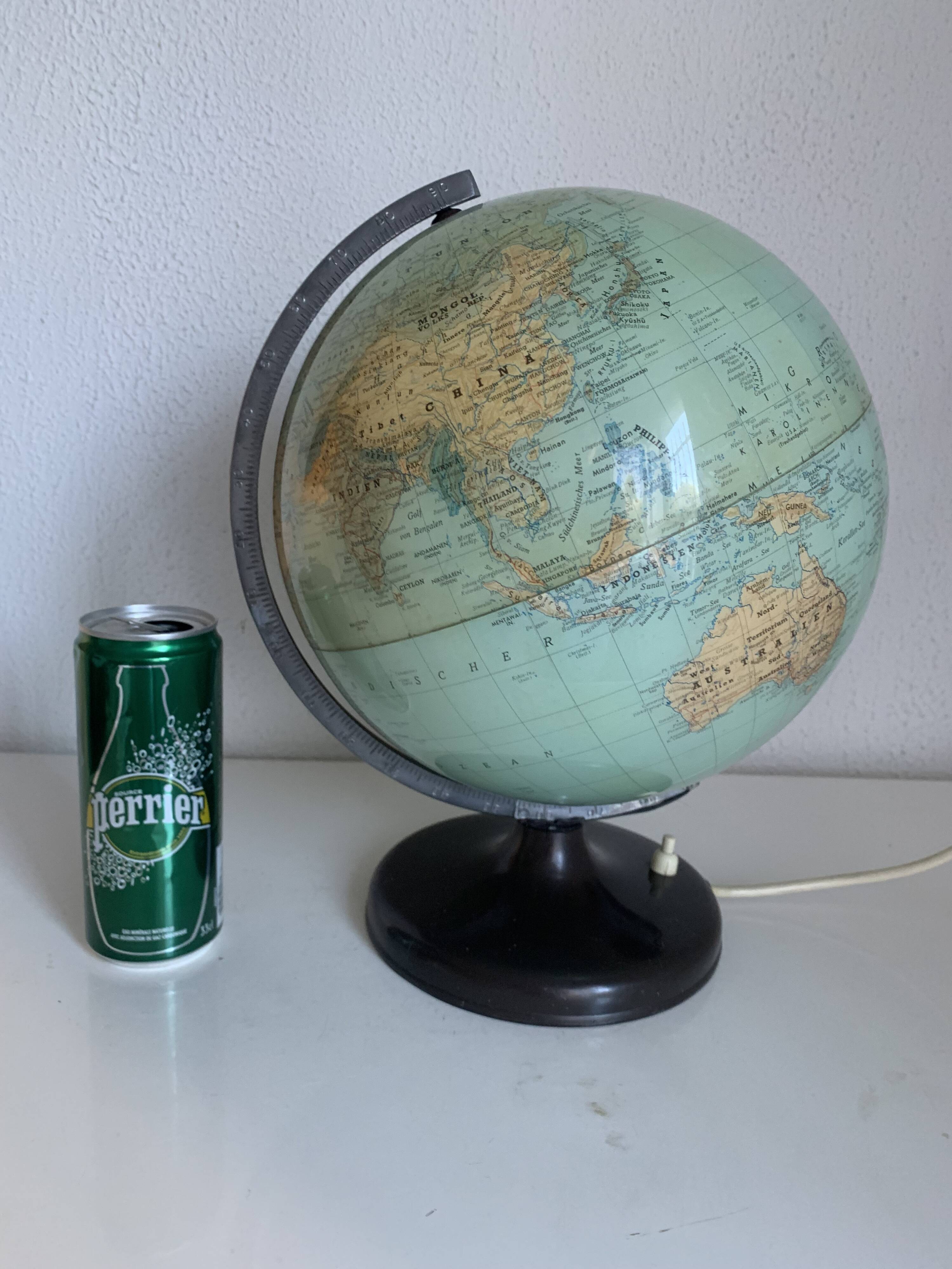 Globe vintage 1960 terrestre lampe Süd-west verlag Munchen  - 34 cm