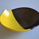 Bicolour ceramic cup in black and yellow signed Luc Vallauris 1950