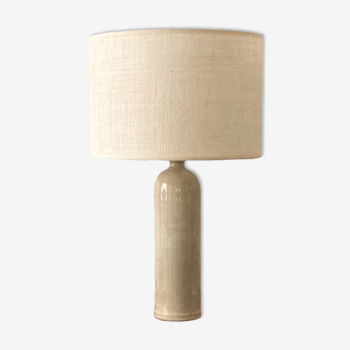 Lampe grès et jute tissée