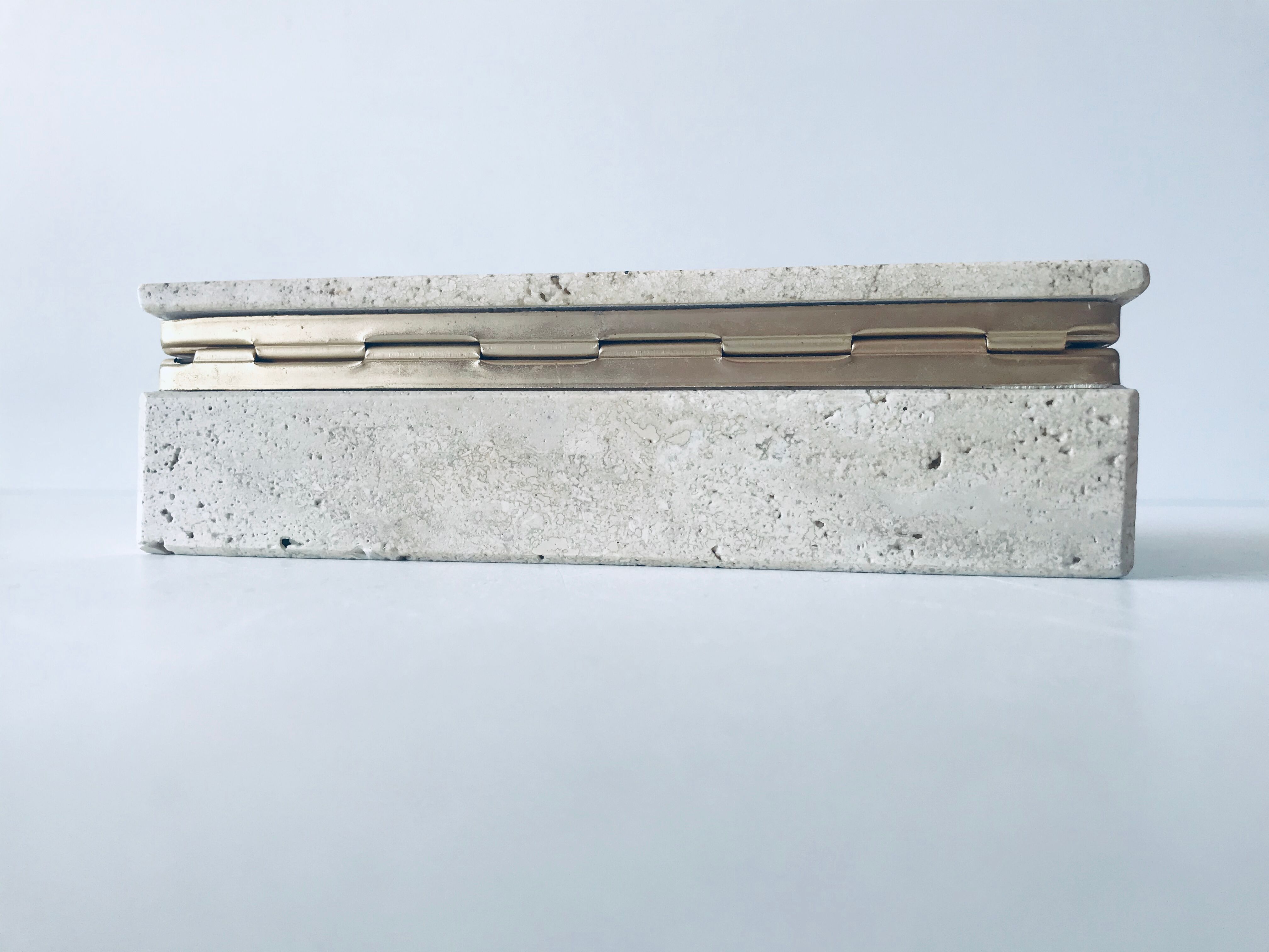Travertine and brass box