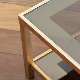 Coffee table in gold plated and smoked glass Belgo Chrom 70s / 80s