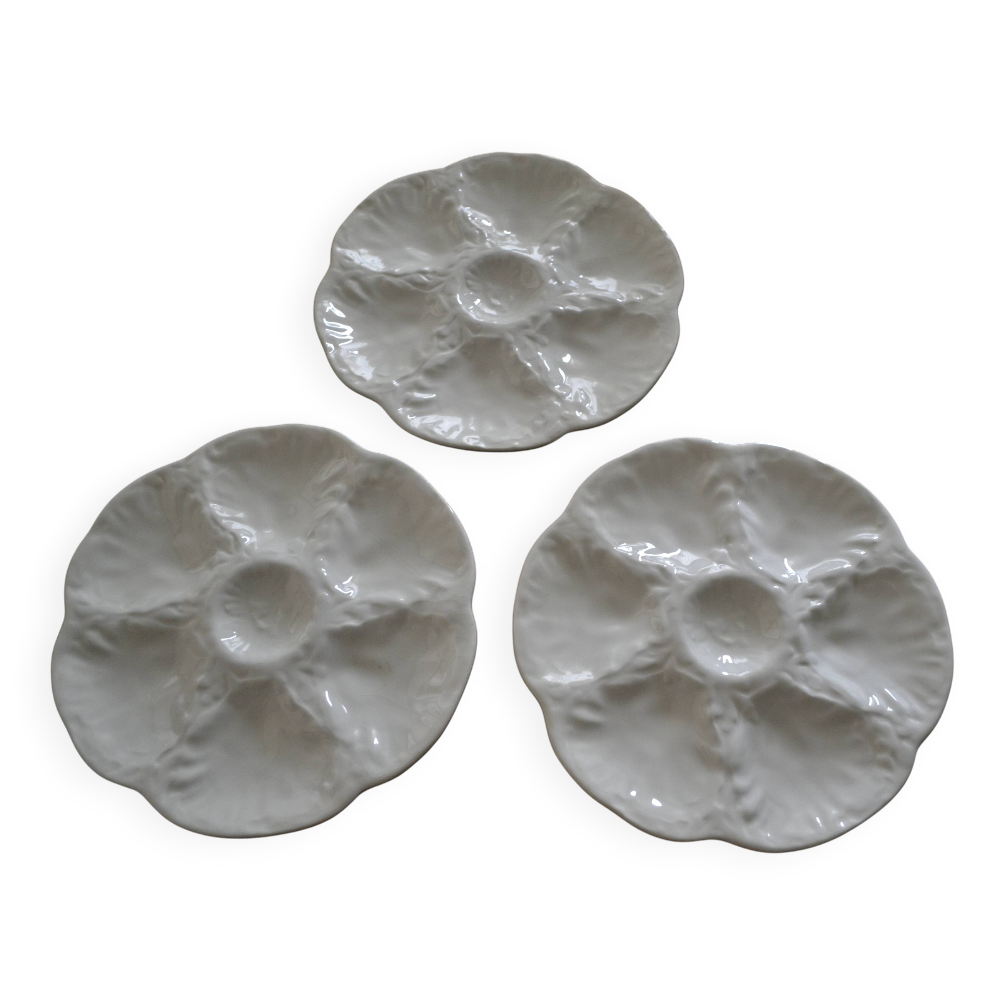 Set of 3 Gien oyster plates