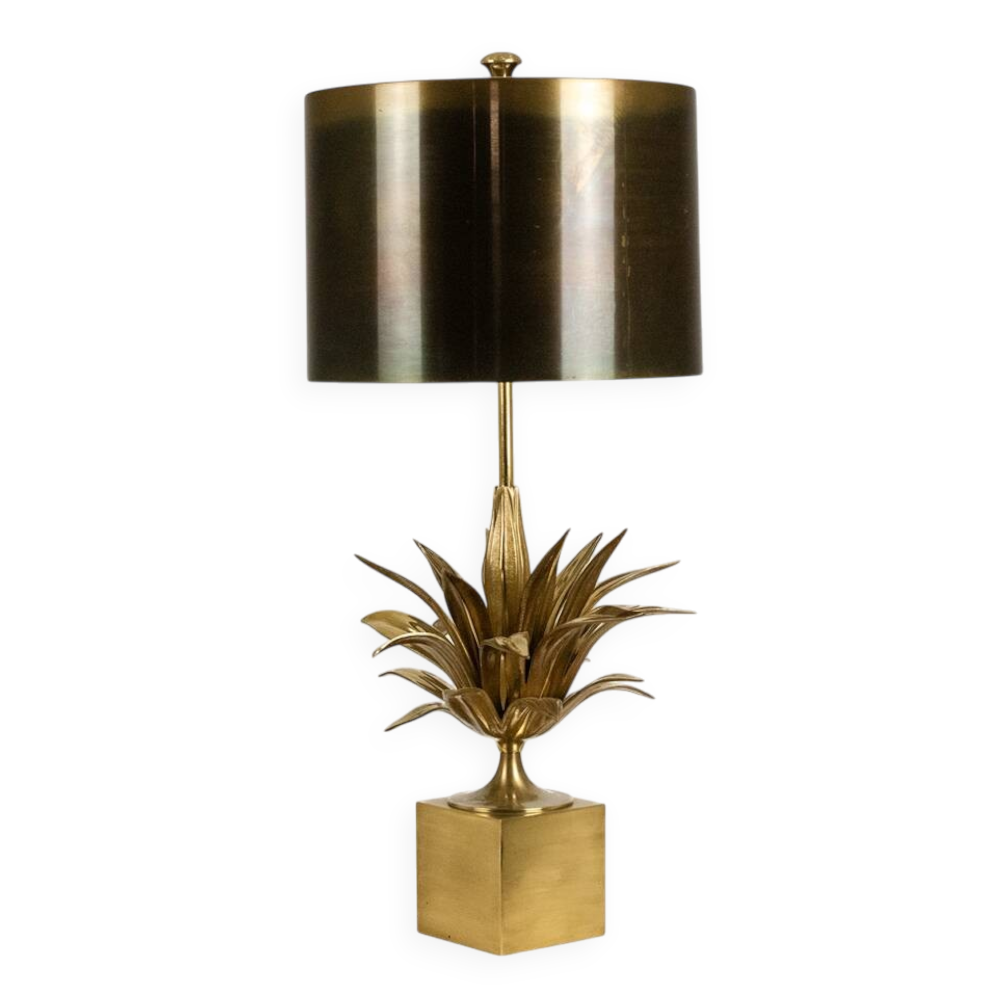 Maison Charles, "Agave" lamp in gilded bronze and patinated brass. 1970s