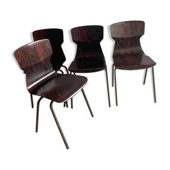 Lot de 4 chaises en bois de rose Eromes