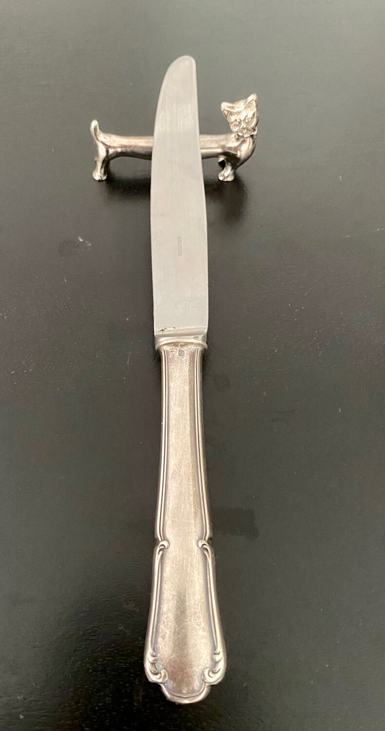 6 various animal knife holders in silver metal