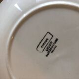 Set of 4 white Digoin flat plates with blue patterns, birds and plants, Paradis model
