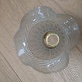 Abat-jour tulipe verre dépoli et laiton 50s