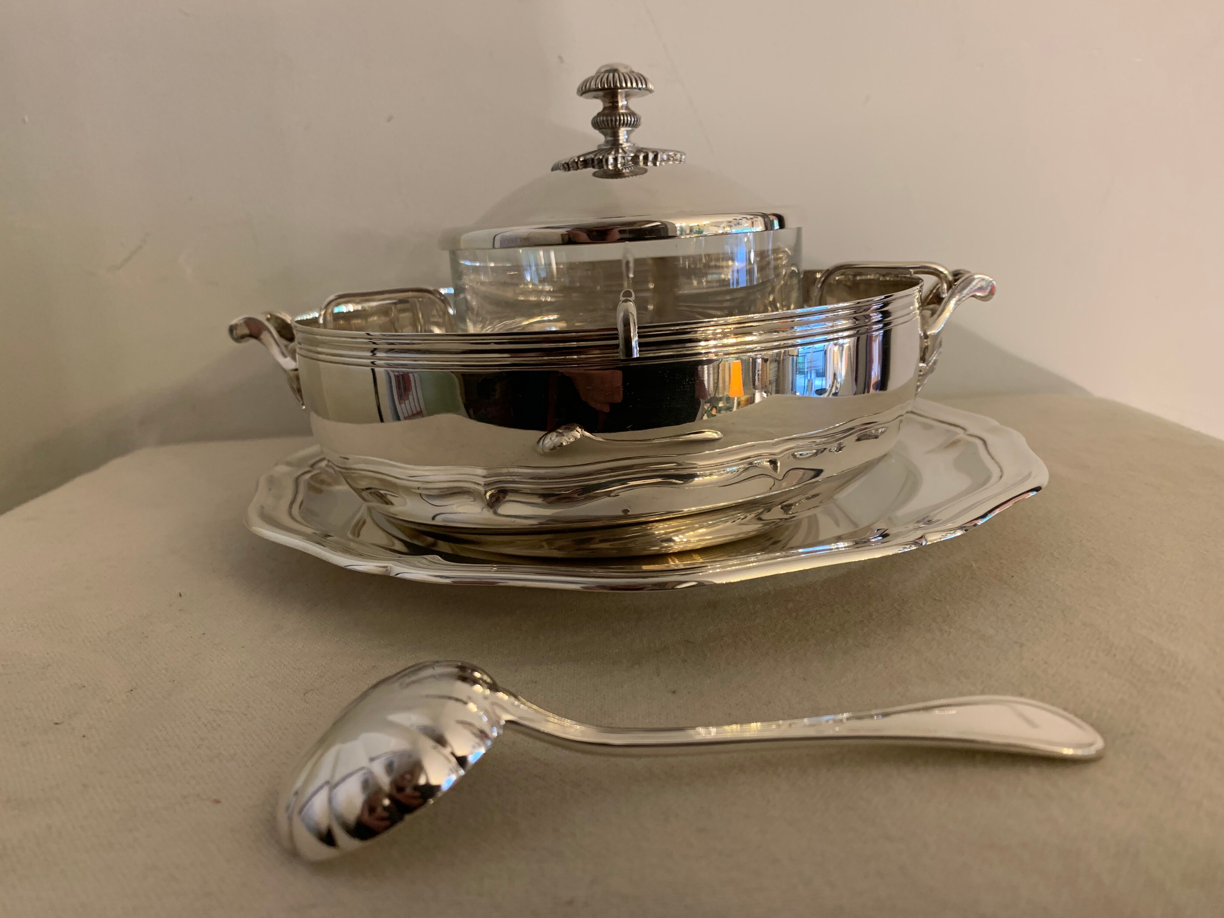 Christofle silver metal caviar service