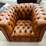 Chesterfield armchair in leather one place xl