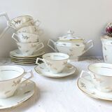 Vintage tea/coffee set in white porcelain with Limoges gold trim