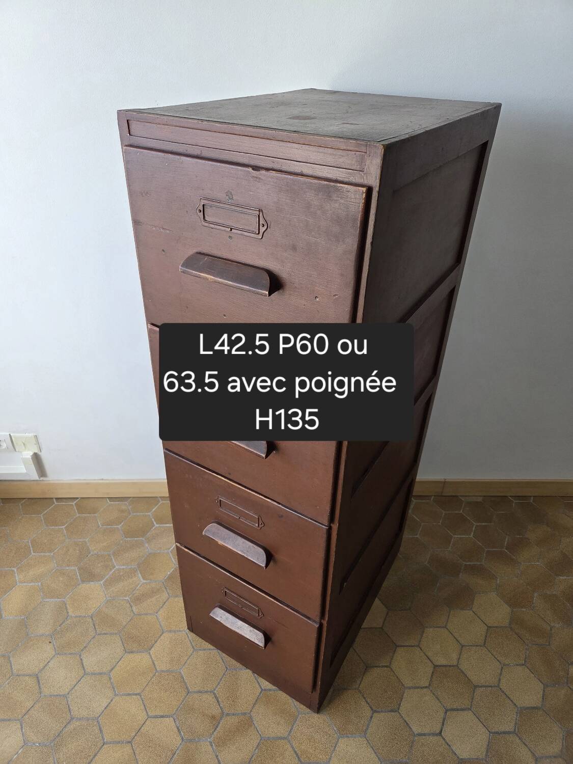 Antique wooden drawer unit filing cabinet