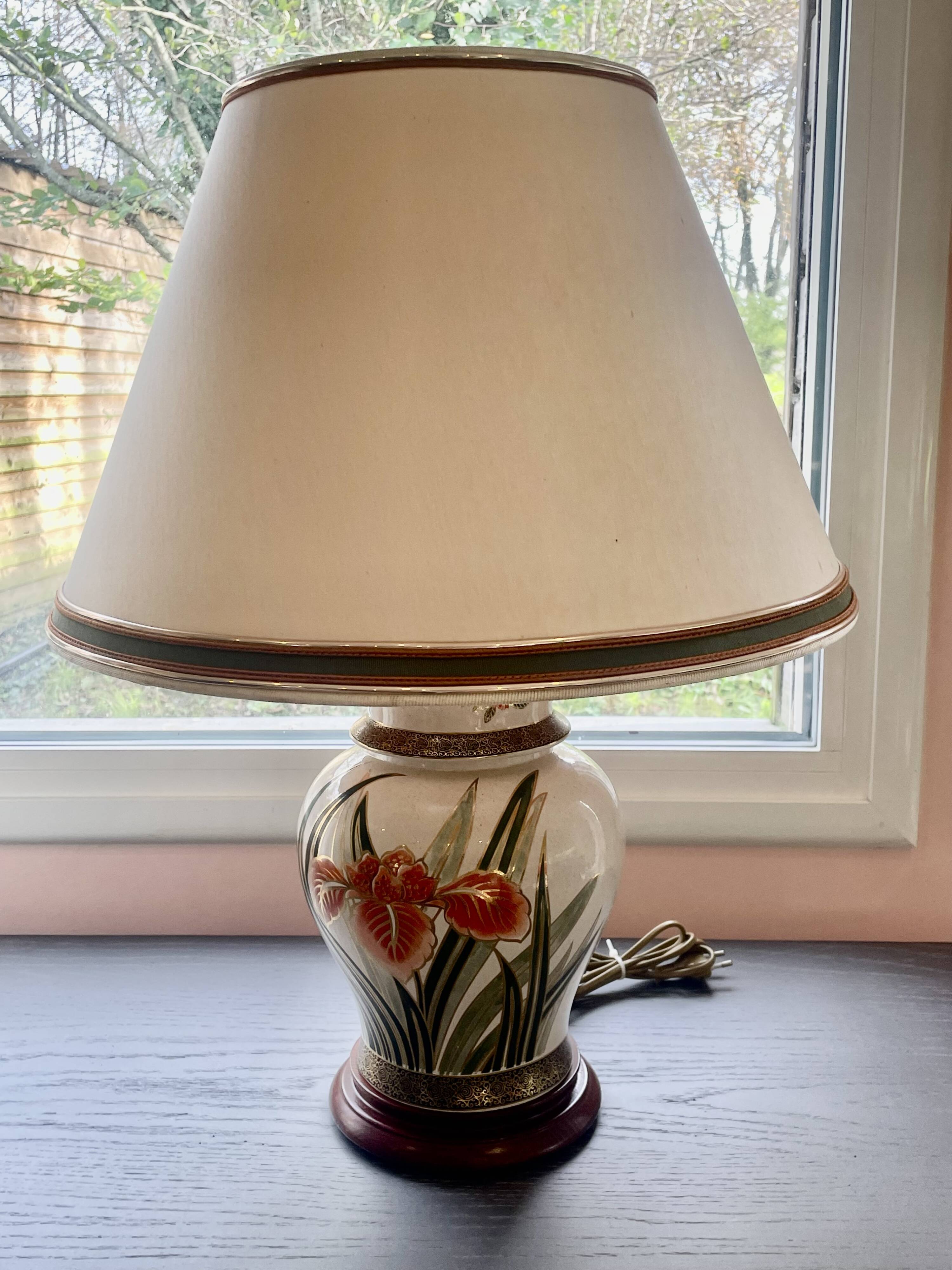 Ceramic base table lamp + lampshade - Height 59 cm