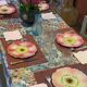 Service 6 assiettes barbotine fleurs d’églantine Delphine Massier Vallauris