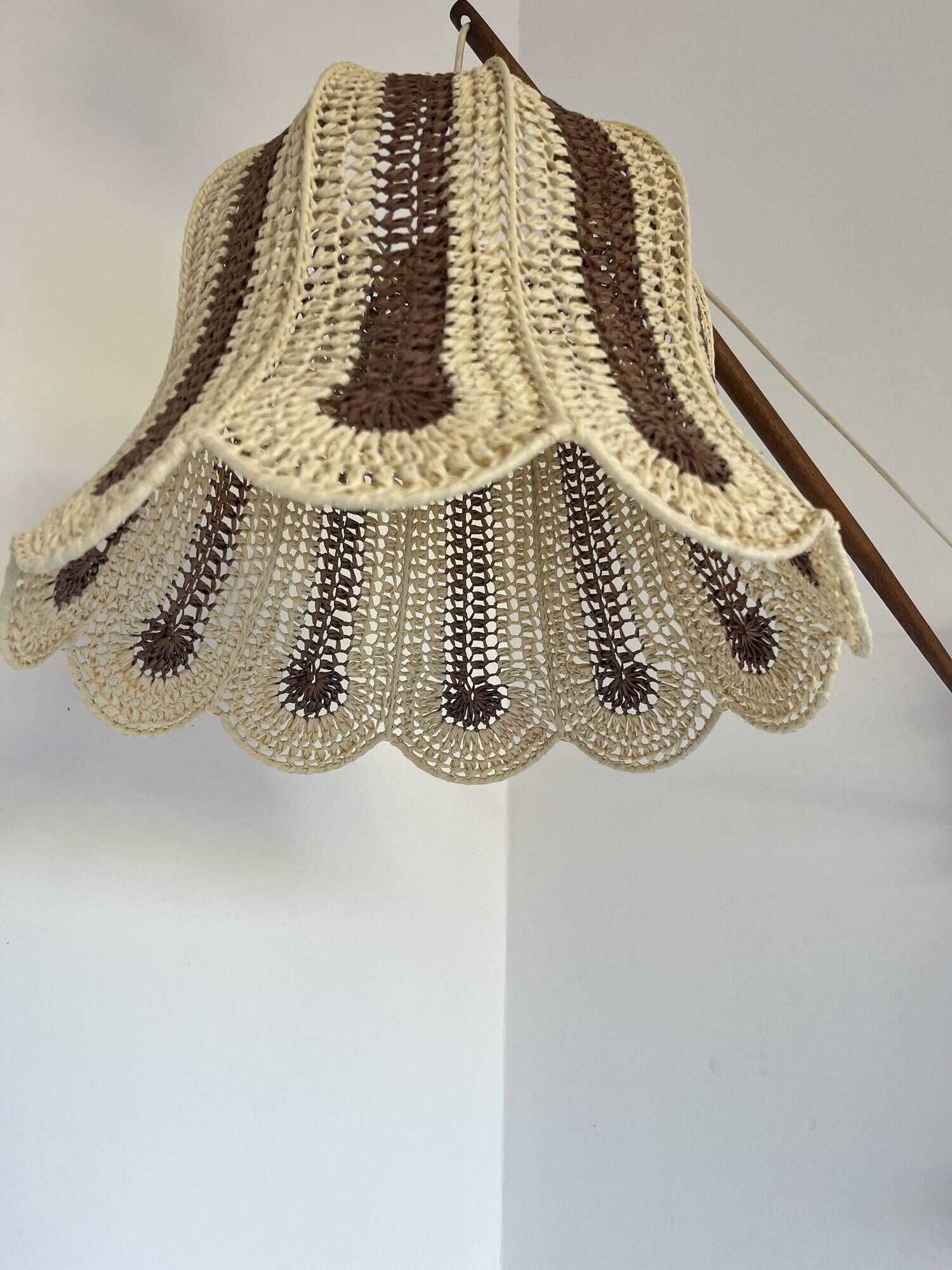 Mid-Century Modern Teak and Sisal Swing-Arm Wall Lamp, 1960s