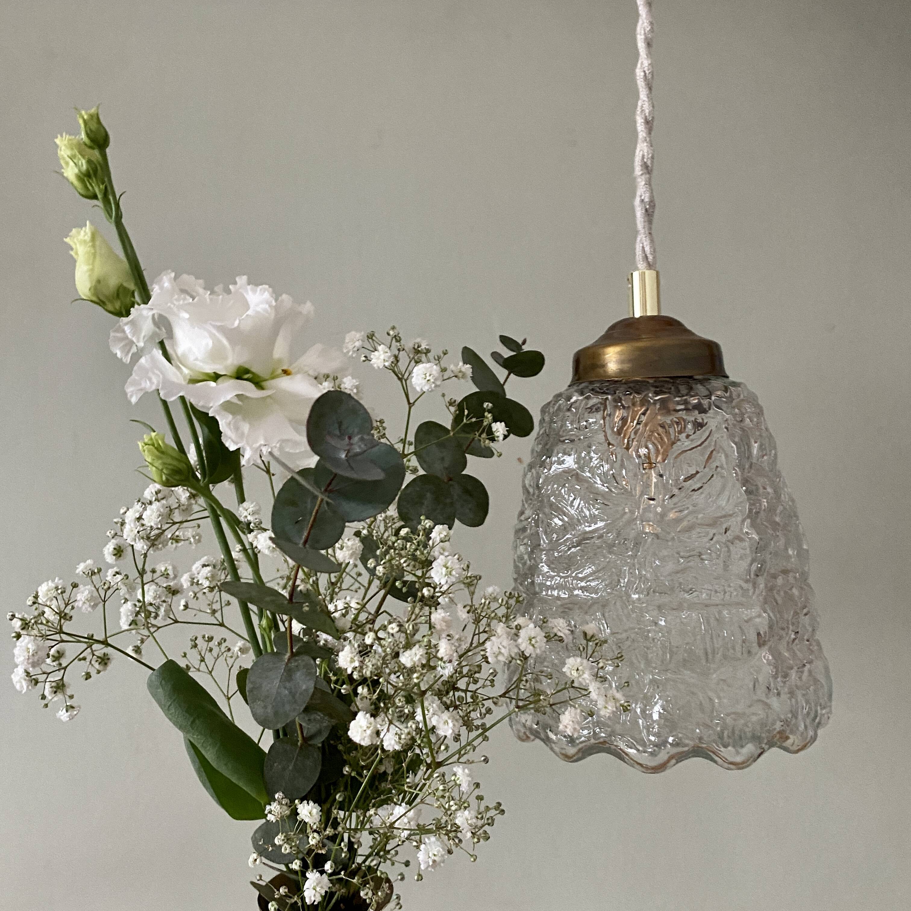 Vintage globe pendant in molded glass