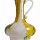 Cristallerie de Clichy White Opaline Pitcher Vase, Handmade in France
