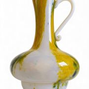 Cristallerie de Clichy White Opaline Pitcher Vase, Handmade in France