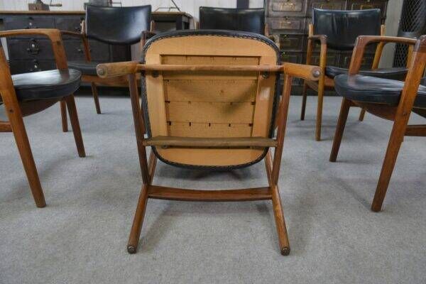 Ensemble de 6 fauteuils scandinaves en cuir et palissandre par Gondo Gravesen pour l’Atelier Bondo Gravesen Snedkerier 1960’s