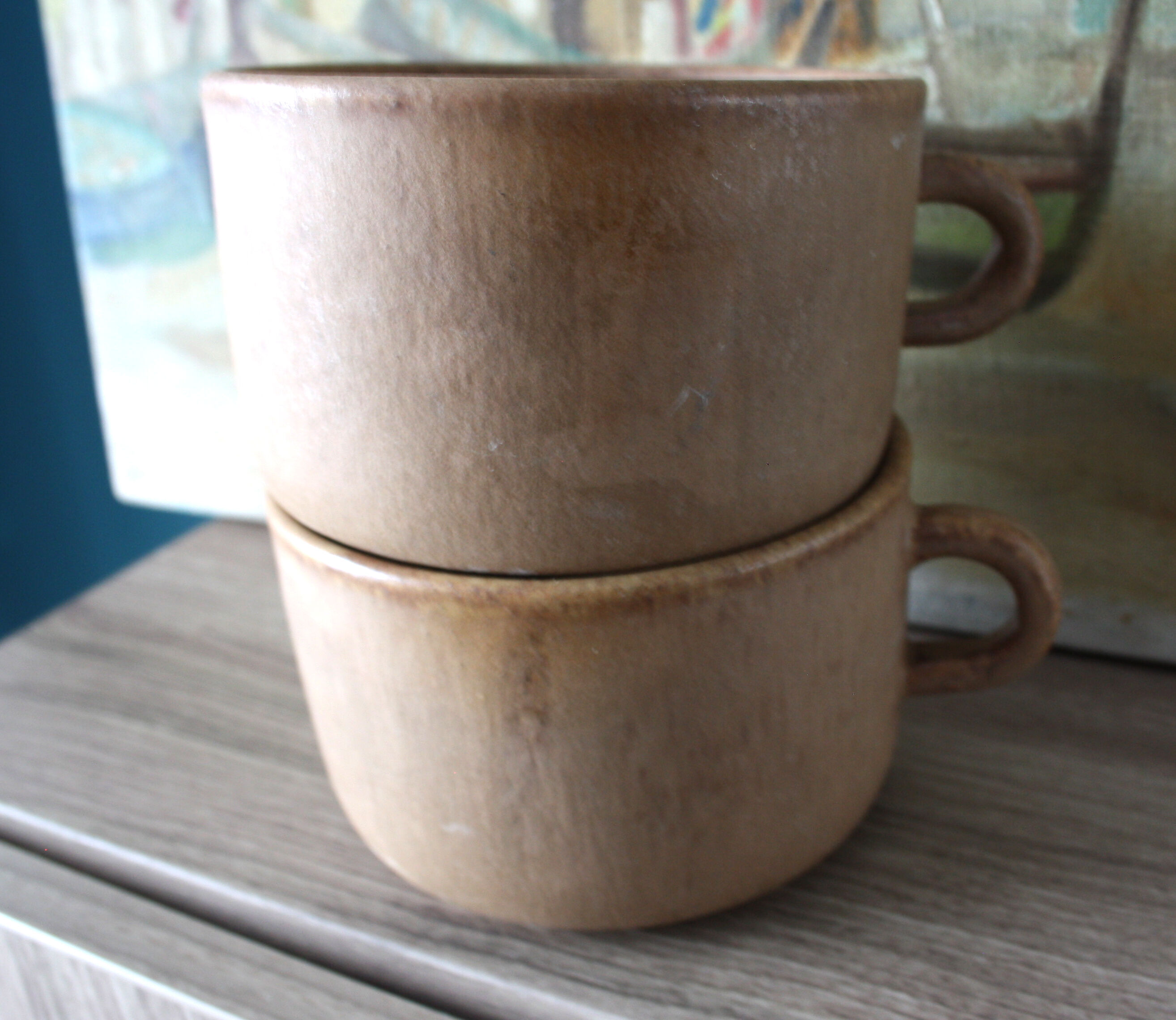 Duo of stoneware cups