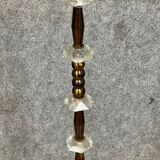 Pied de lampadaire vintage en fer, verre et laiton doré vers 1950