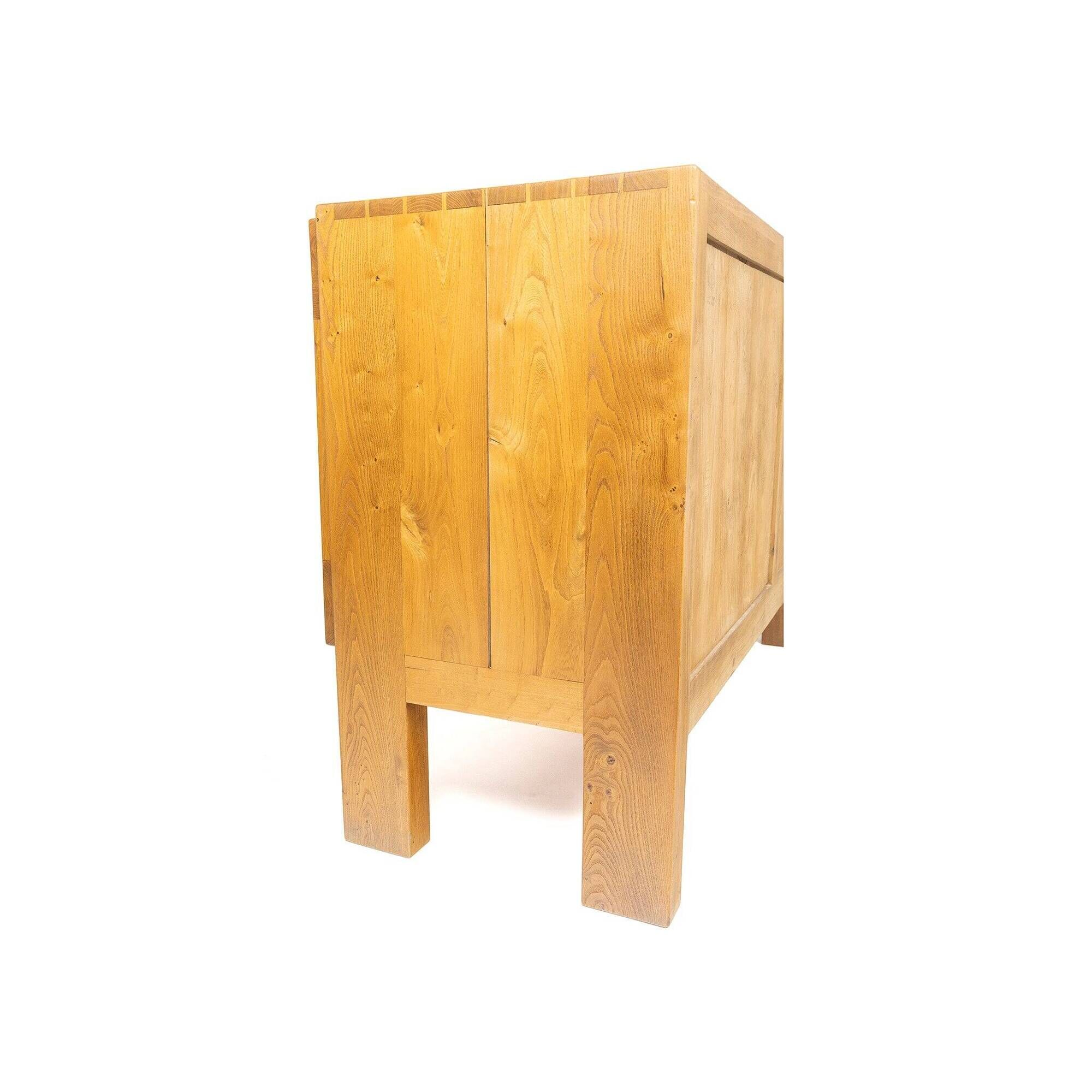Two-door buffet in solid elm from Maison Regain, c. 1970.