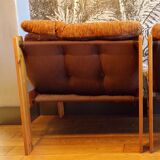 Scandinavian pine and velvet seat