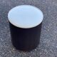 Vintage pouf from the 60s/70s in white and dark brown leather