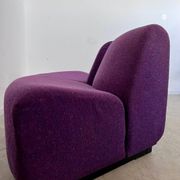 Lot 2 low chairs Space Age design from the 70s purple fabric vintage armchair