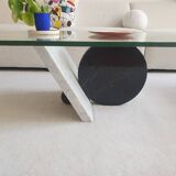 Table basse en verre et marbre, 1970