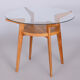 Mid-century small round table, jitona sobeslav, oak, glass, czechia, 1950s